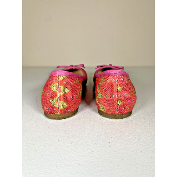 ALI MCGRAW Pink Green Recycled Plastic Ballet Flats Slip On Shoes Bow‎ Size 6.5 - Picture 4 of 8